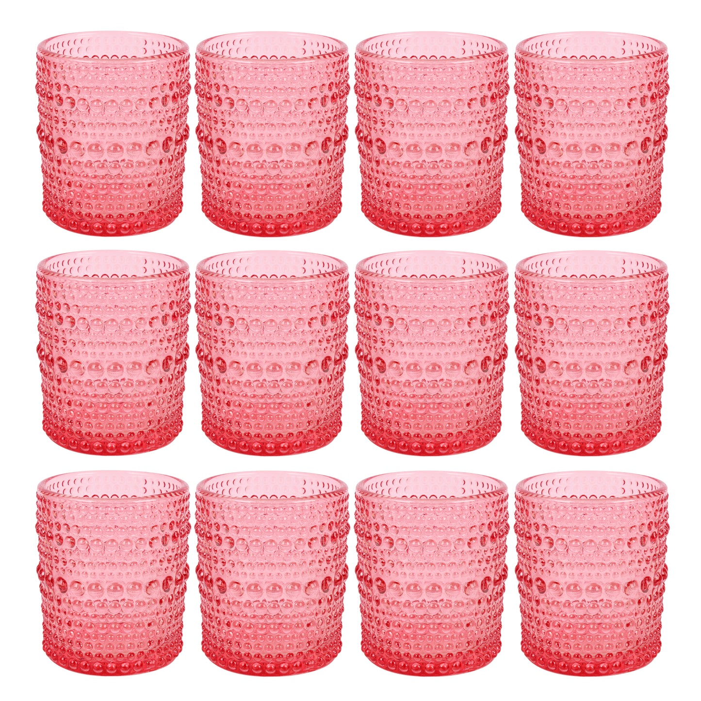 12 pcs Pink Glass Votive Candle Holders – Tealight Candle Holders for Weddings, Table Centerpieces, Home Decor, and Holidays
