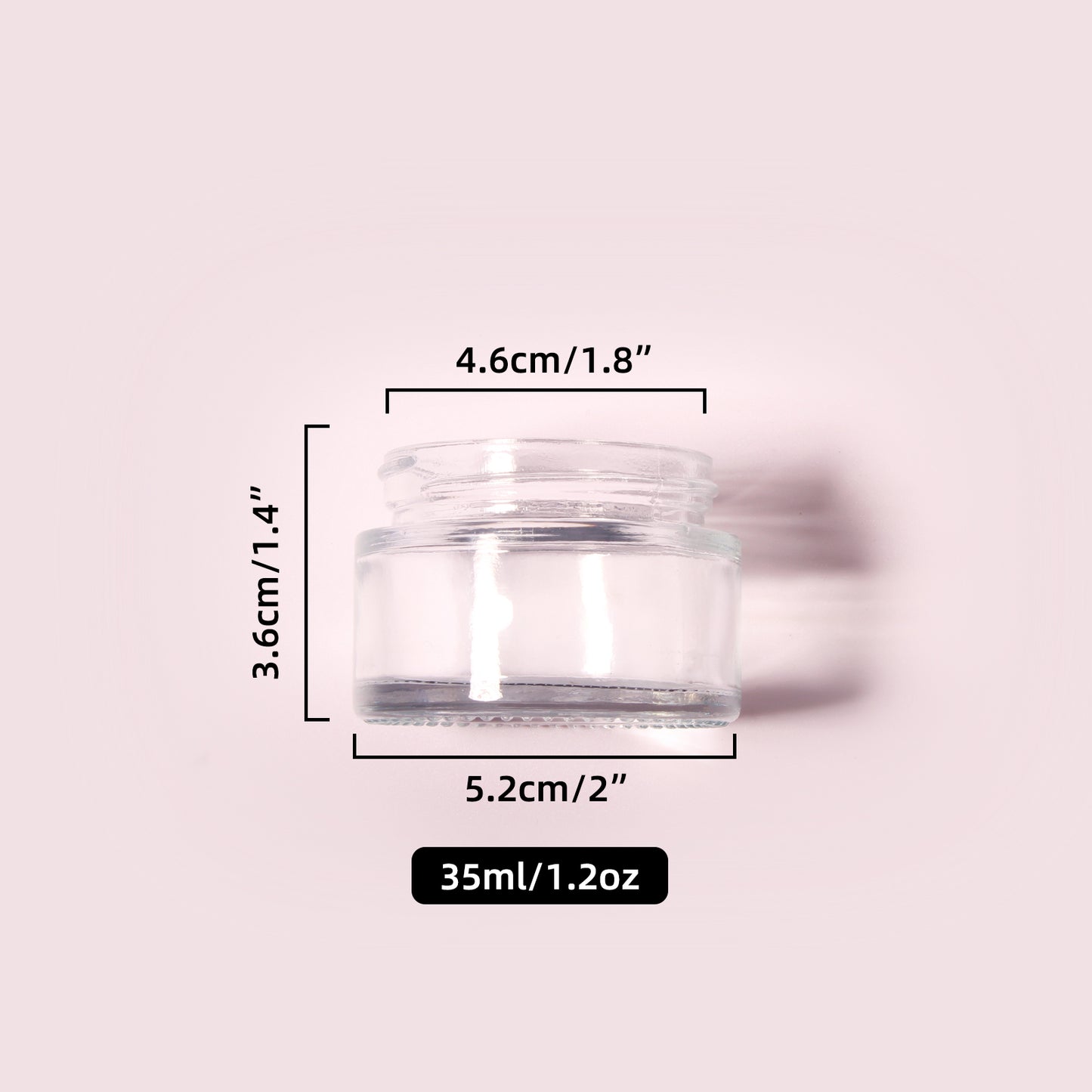 70 Bottles per Box - Glass Cosmetic Jars Wholesale - 35 ml/1.2 oz, Empty Refillable Cosmetic Storage Jars (Includes Lid)
