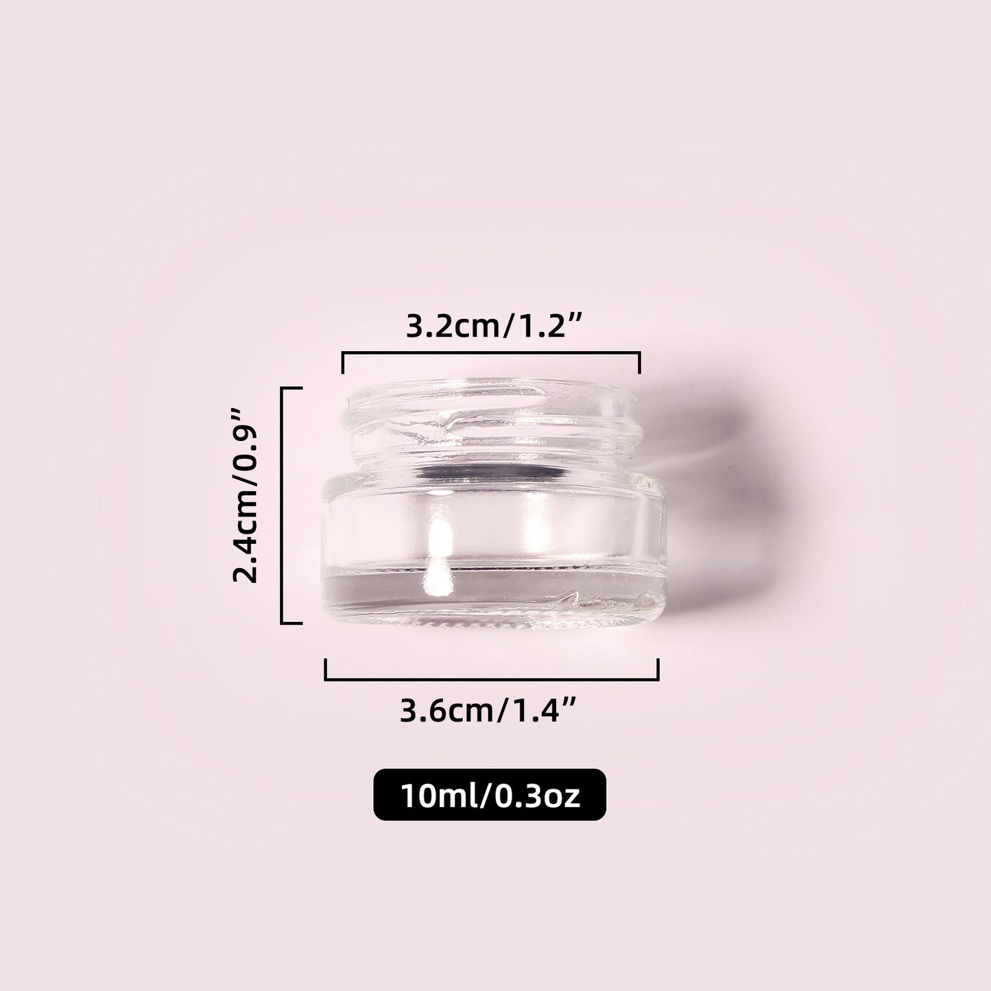 70 Bottles per Box - Glass Cosmetic Jars Wholesale - 10 ml/0.3 oz, Empty Refillable Cosmetic Storage Jars (Includes Lid)