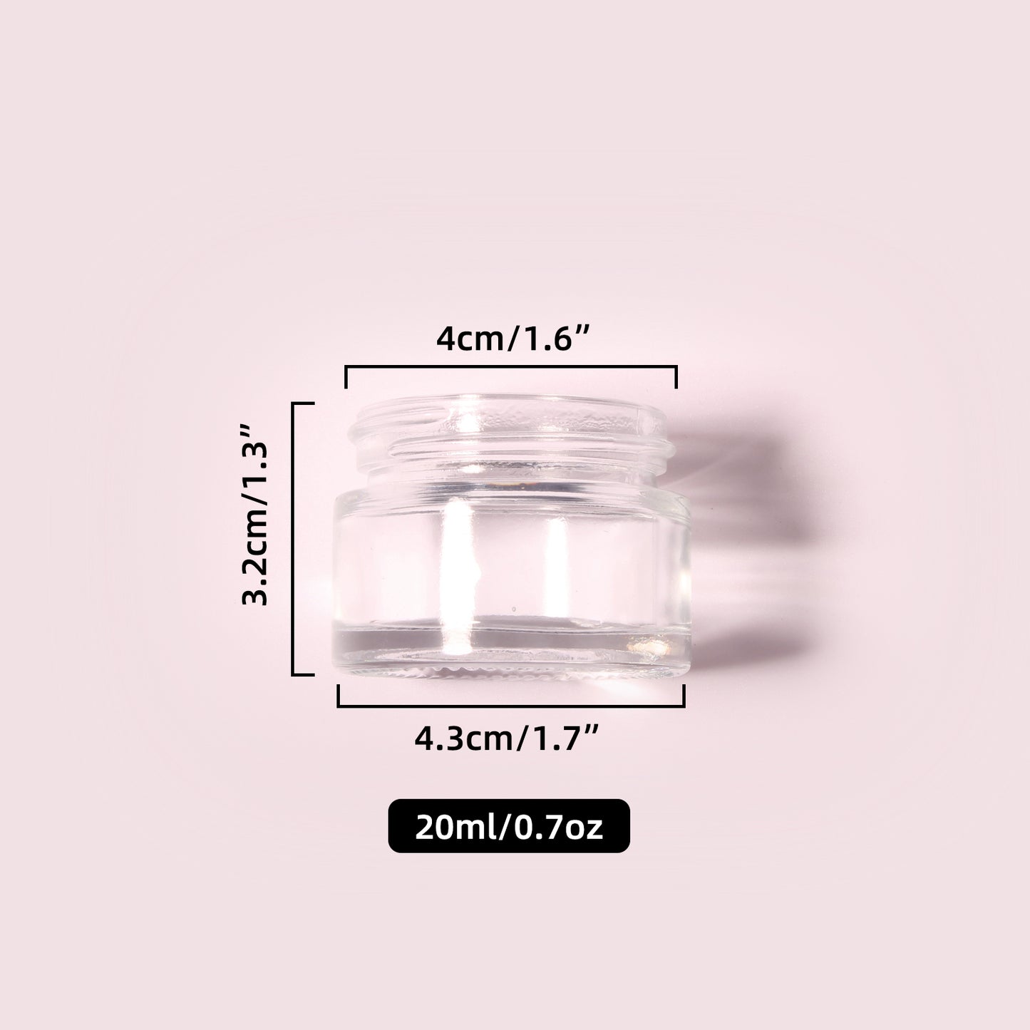 70 Bottles per Box - Glass Cosmetic Jars Wholesale - 20 ml/0.7 oz, Empty Refillable Cosmetic Storage Jars (Includes Lid)