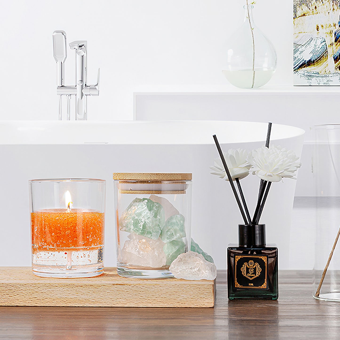 15 Pack 7 oz Clear Glass Candle Jars with Bamboo Lids – Candle Making Kit Includes Wick Holders, Wicks, Labels, and Glue Dots – Reusable and Versatile