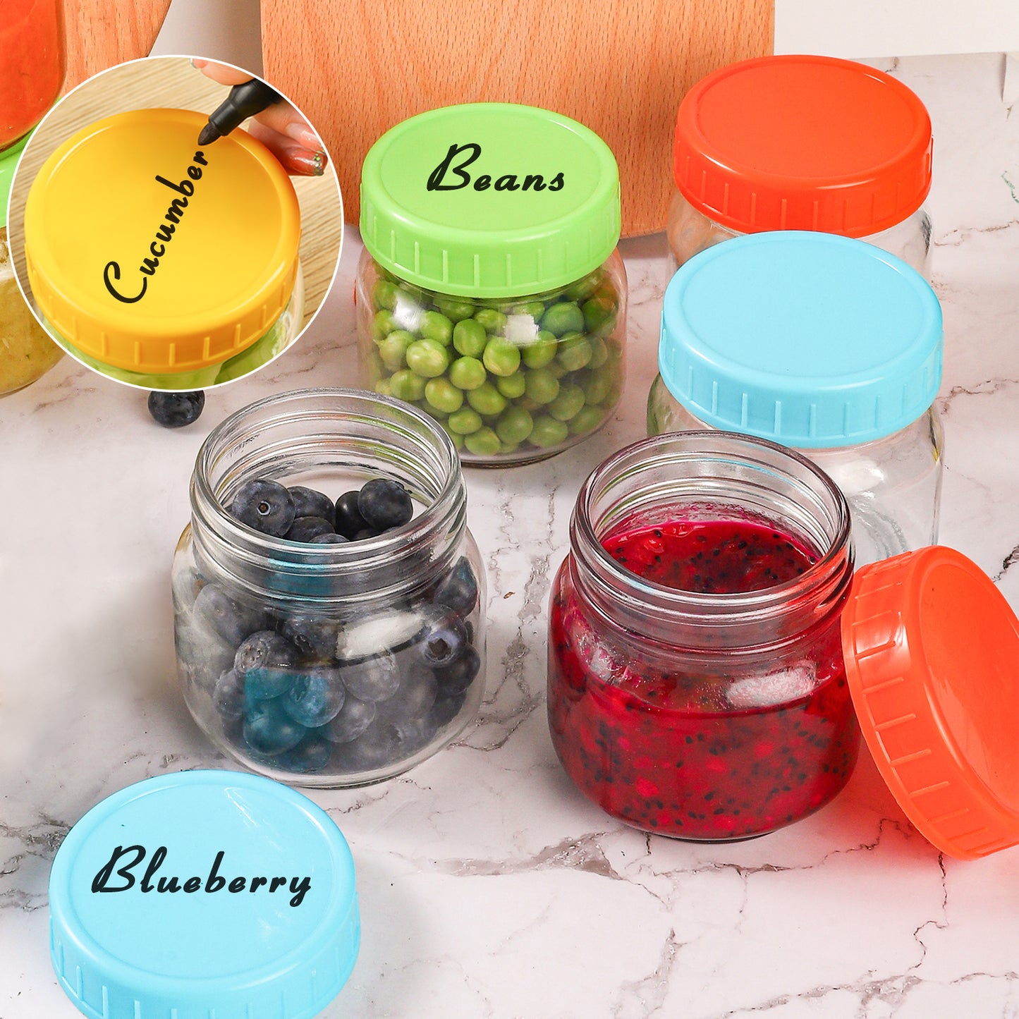 12 Pack 8 oz Premium Glass Baby Food Containers with Airtight Lids - Includes 2 Baby Spoons, Stackable and Microwave Safe