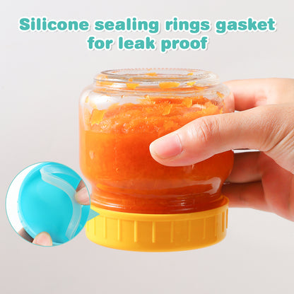 12 Pack 8 oz Premium Glass Baby Food Containers with Airtight Lids - Includes 2 Baby Spoons, Stackable and Microwave Safe
