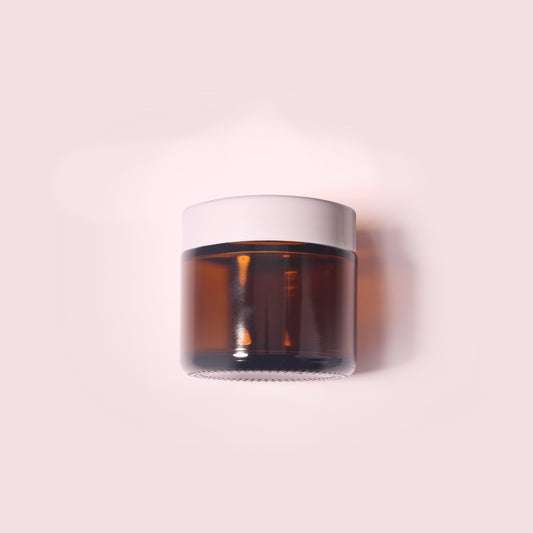 70 Bottles per Box - Glass Cosmetic Jars Wholesale -75 ml/2.5 oz, Empty Refillable Cosmetic Storage Jars (Includes Lid)