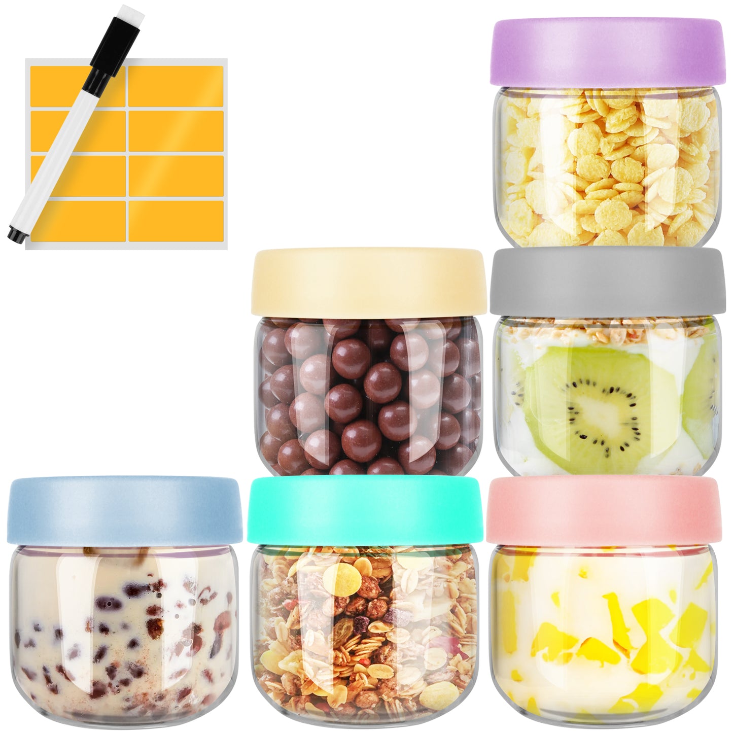 6-Pack 8 oz Glass Baby Food Containers with Lids, Shatterproof Jars for Breast Milk, Small Storage Jars, Microwave, Freezer & Fridge Safe