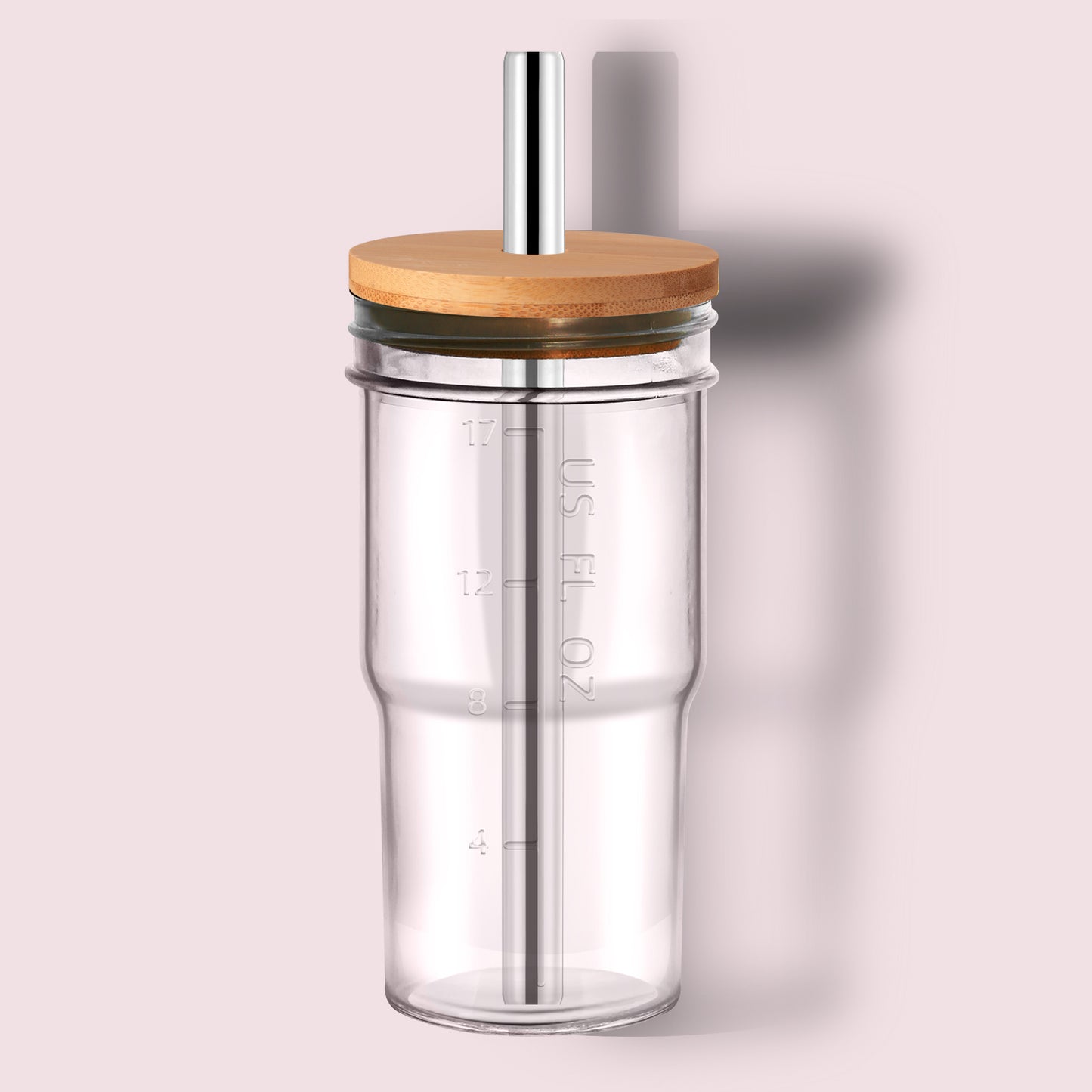 2-Pack Glass Cups with Lids and Straws, 20oz Wide Mouth Drinking Jars for Bubble Tea, Iced Coffee, Smoothies, and More - Reusable Tumbler with Bamboo Lids, Perfect Gift Set