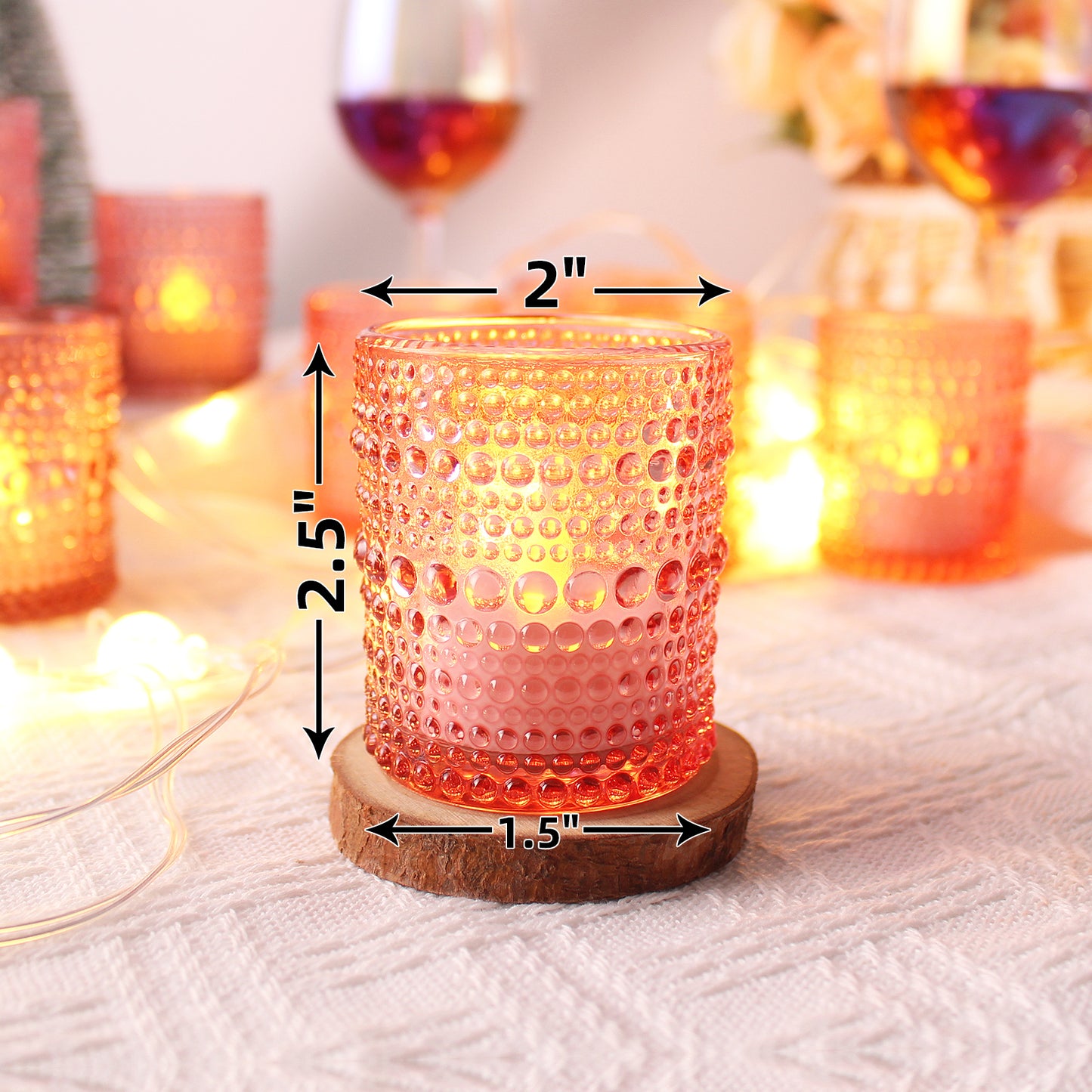 12 pcs Pink Glass Votive Candle Holders – Tealight Candle Holders for Weddings, Table Centerpieces, Home Decor, and Holidays
