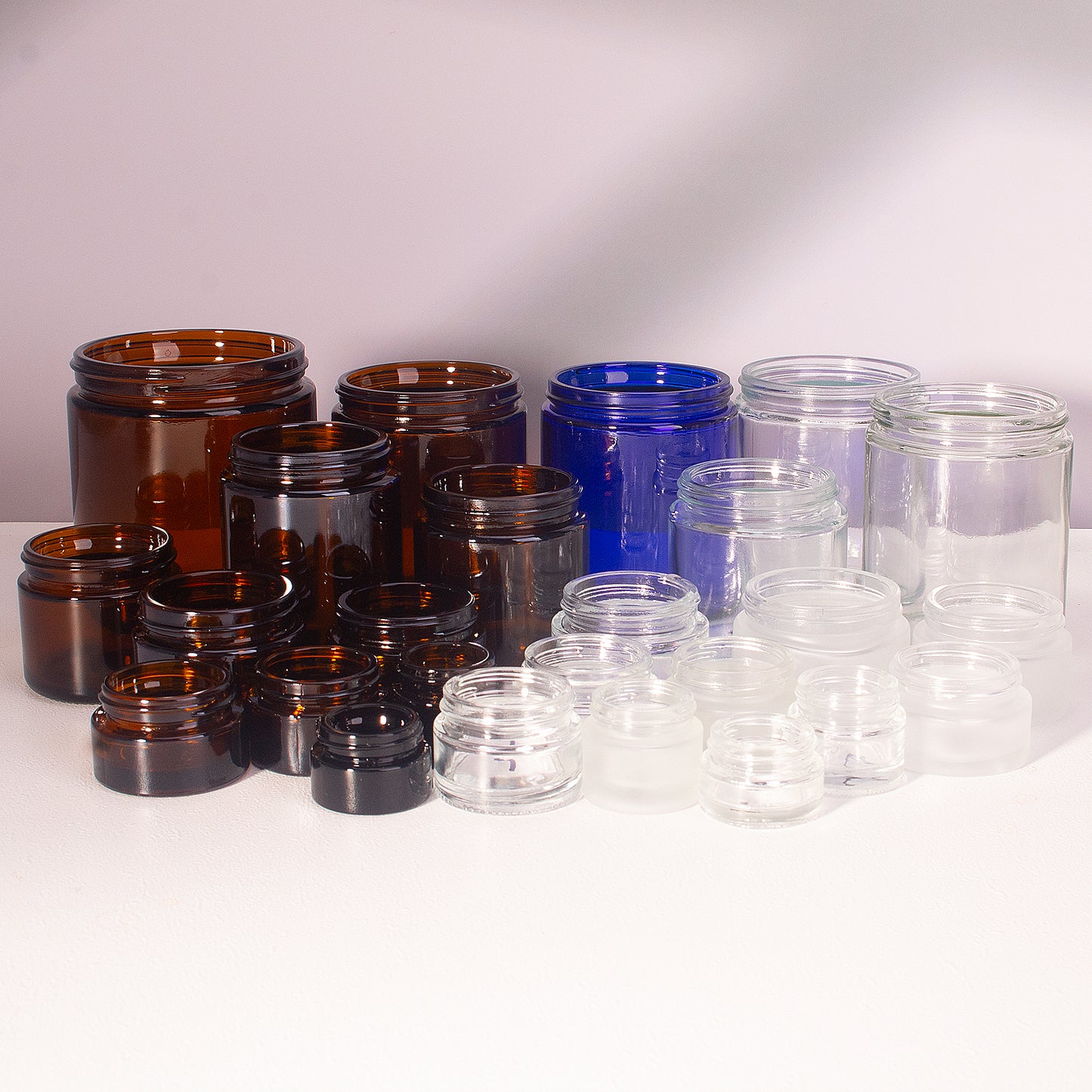 70 Bottles per Box - Glass Cosmetic Jars Wholesale - 10 ml/0.3 oz, Empty Refillable Cosmetic Storage Jars (Includes Lid)