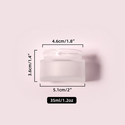 70 Bottles per Box - Glass Cosmetic Jars Wholesale - 35 ml/1.2 oz, Empty Refillable Cosmetic Storage Jars (Includes Lid)