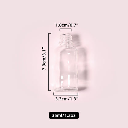 70 Bottles per Box - Glass Essential Oil Sample Bottles Wholesale - 35 ml / 1.2 oz, Empty Dropper Bottles for Essential Oils