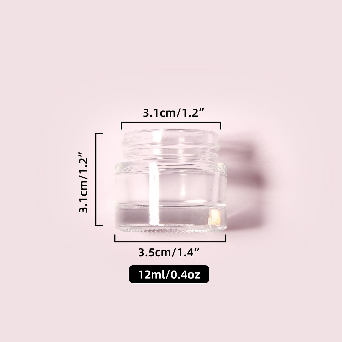 70 Bottles per Box - Glass Cosmetic Jars Wholesale - 12 ml/0.4 oz, Empty Refillable Cosmetic Storage Jars (Includes Lid)