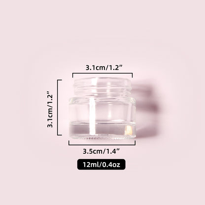 70 Bottles per Box - Glass Cosmetic Jars Wholesale - 12 ml/0.4 oz, Empty Refillable Cosmetic Storage Jars (Includes Lid)