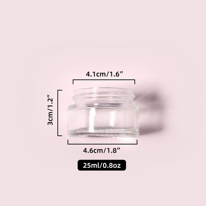 70 Bottles per Box - Glass Cosmetic Jars Wholesale - 25 ml/0.8 oz, Empty Refillable Cosmetic Storage Jars (Includes Lid)