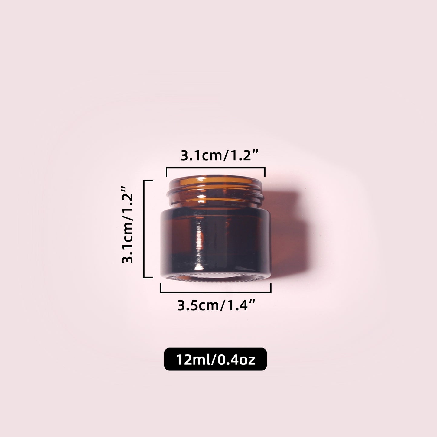 70 Bottles per Box - Glass Cosmetic Jars Wholesale -12 ml/0.4 oz, Empty Refillable Cosmetic Storage Jars (Includes Lid)