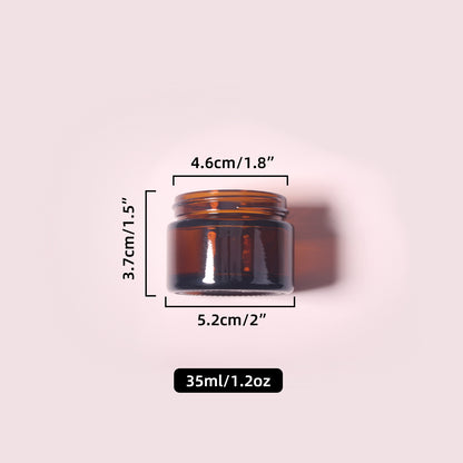 70 Bottles per Box - Glass Cosmetic Jars Wholesale - 35 ml/1.2 oz, Empty Refillable Cosmetic Storage Jars (Includes Lid)