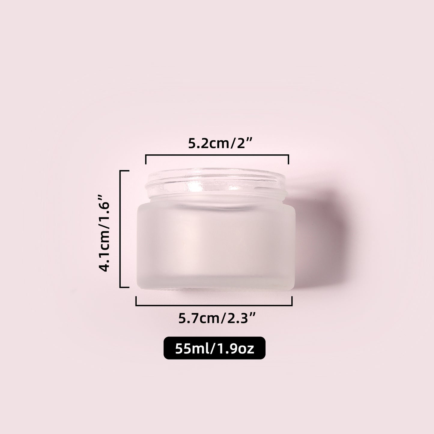 70 Bottles per Box - Glass Cosmetic Jars Wholesale - 55 ml/1.9 oz, Empty Refillable Cosmetic Storage Jars (Includes Lid)