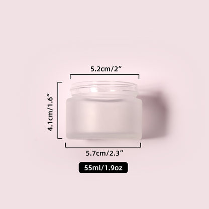 70 Bottles per Box - Glass Cosmetic Jars Wholesale - 55 ml/1.9 oz, Empty Refillable Cosmetic Storage Jars (Includes Lid)