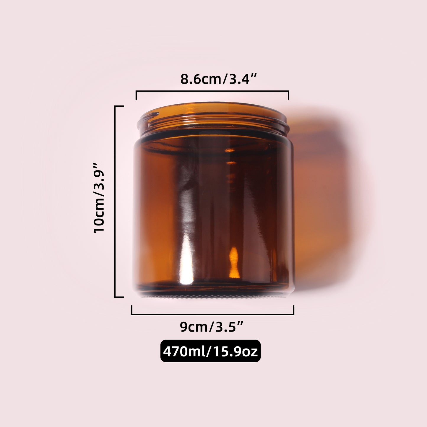 70 Bottles per Box - Glass Cosmetic Jars Wholesale - 470 ml/15.9 oz, Empty Refillable Cosmetic Storage Jars (Includes Lid)