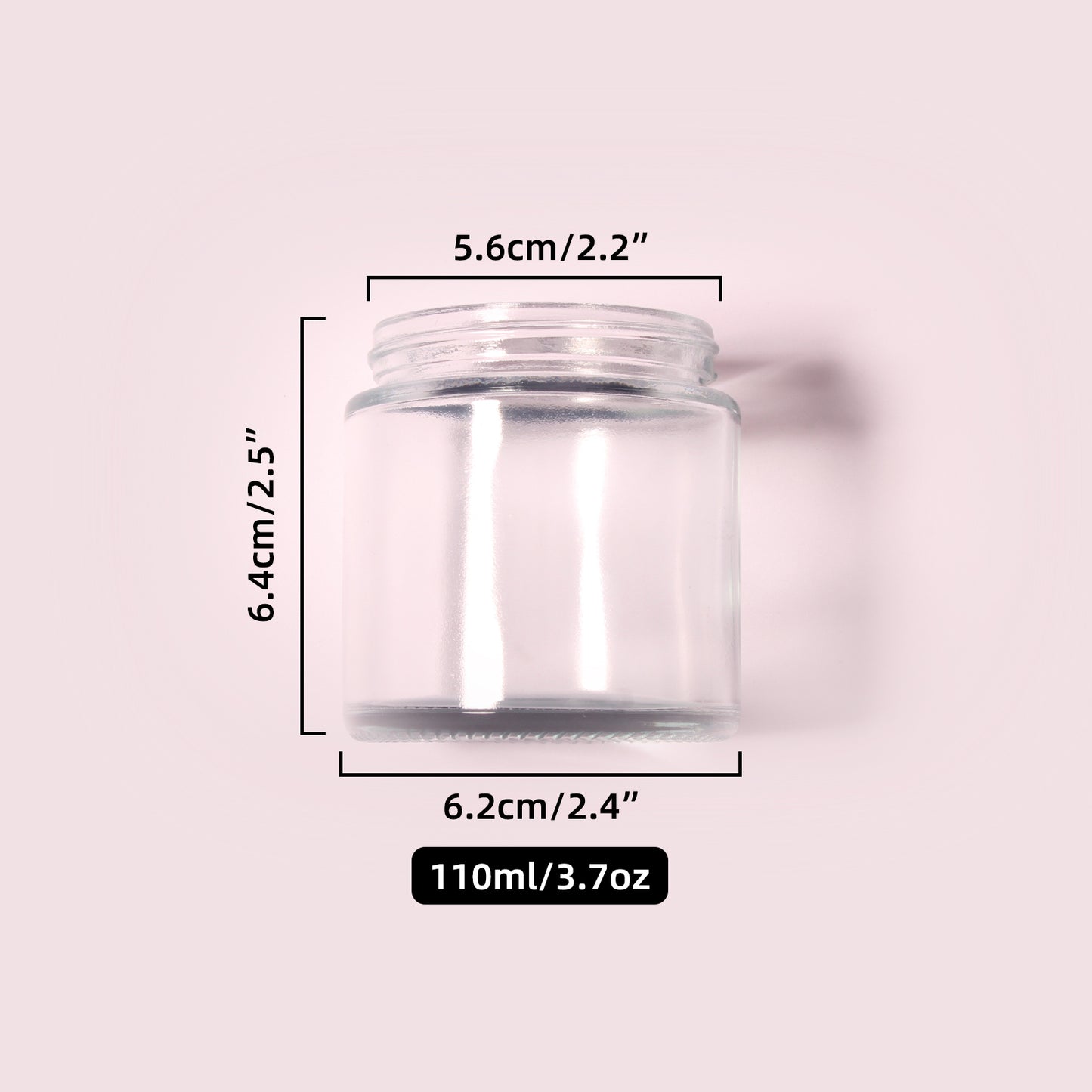 70 Bottles per Box - Glass Cosmetic Jars Wholesale - 110 ml/3.7 oz, Empty Refillable Cosmetic Storage Jars (Includes Lid)