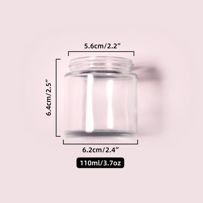 70 Bottles per Box - Glass Cosmetic Jars Wholesale - 110 ml/3.7 oz, Empty Refillable Cosmetic Storage Jars (Includes Lid)