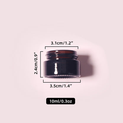70 Bottles per Box - Glass Cosmetic Jars Wholesale -10 ml/0.3 oz, Empty Refillable Cosmetic Storage Jars (Includes Lid)
