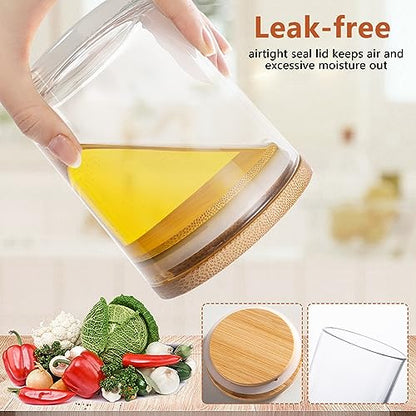 15 Pack 7 oz Clear Glass Candle Jars with Bamboo Lids – Candle Making Kit Includes Wick Holders, Wicks, Labels, and Glue Dots – Reusable and Versatile