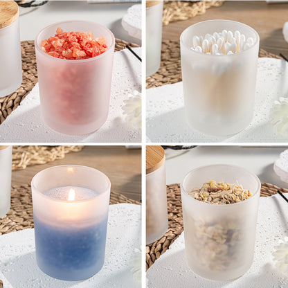 15 Pack 7 oz Clear Glass Candle Jars with Bamboo Lids – Candle Making Kit Includes Wick Holders, Wicks, Labels, and Glue Dots – Reusable and Versatile