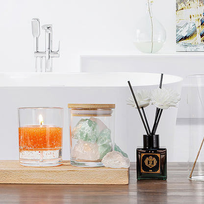 15 Pack 7 oz Clear Glass Candle Jars with Bamboo Lids – Candle Making Kit Includes Wick Holders, Wicks, Labels, and Glue Dots – Reusable and Versatile
