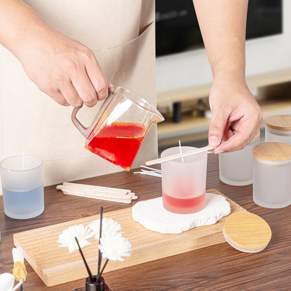 15 Pack 7 oz Clear Glass Candle Jars with Bamboo Lids – Candle Making Kit Includes Wick Holders, Wicks, Labels, and Glue Dots – Reusable and Versatile