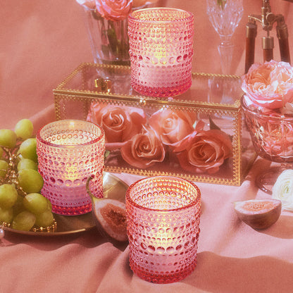 12 pcs Pink Glass Votive Candle Holders – Tealight Candle Holders for Weddings, Table Centerpieces, Home Decor, and Holidays
