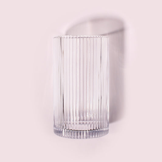 Ribbed Glassware Set of 2, 15 oz Highball Glasses, Vintage Drinking Glassware, Origami Style Cocktail Glasses, Ideal for Beer, Juice, Coffee Cup, Great for Christmas & Birthday & Party